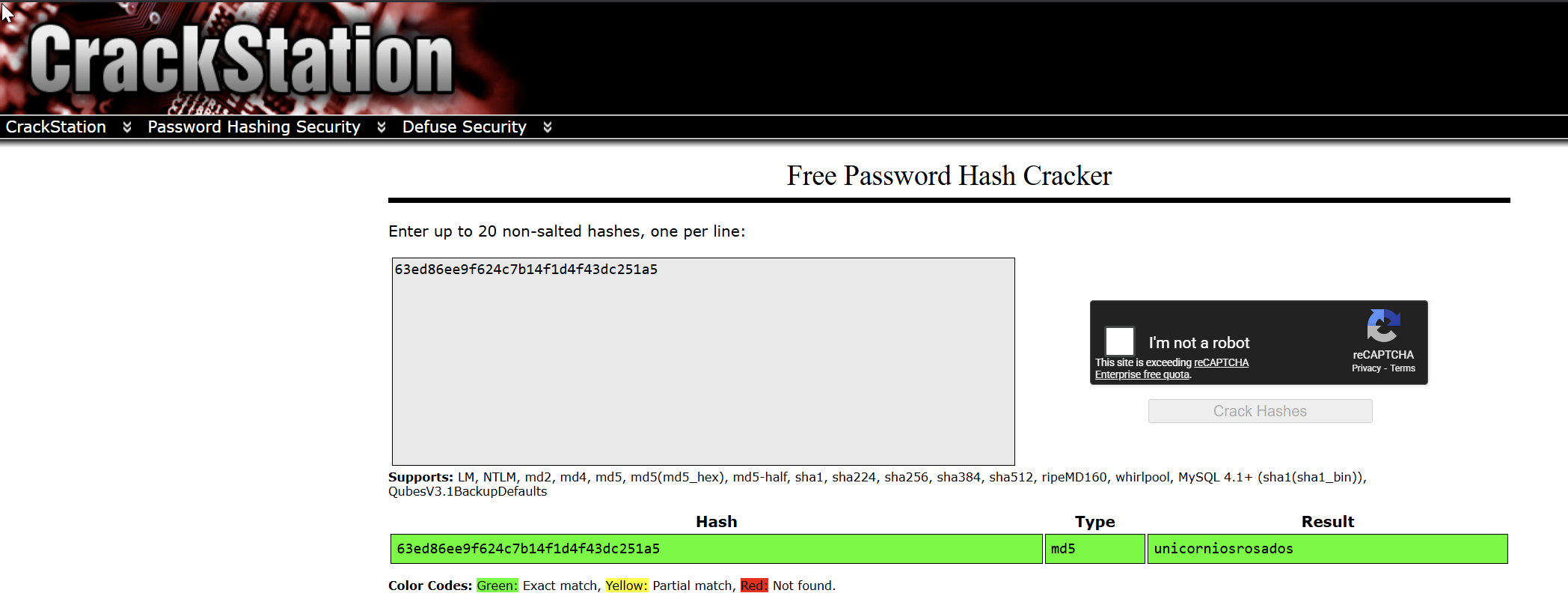 crackstation.net pour casser le hash de l’utilisateur rosa