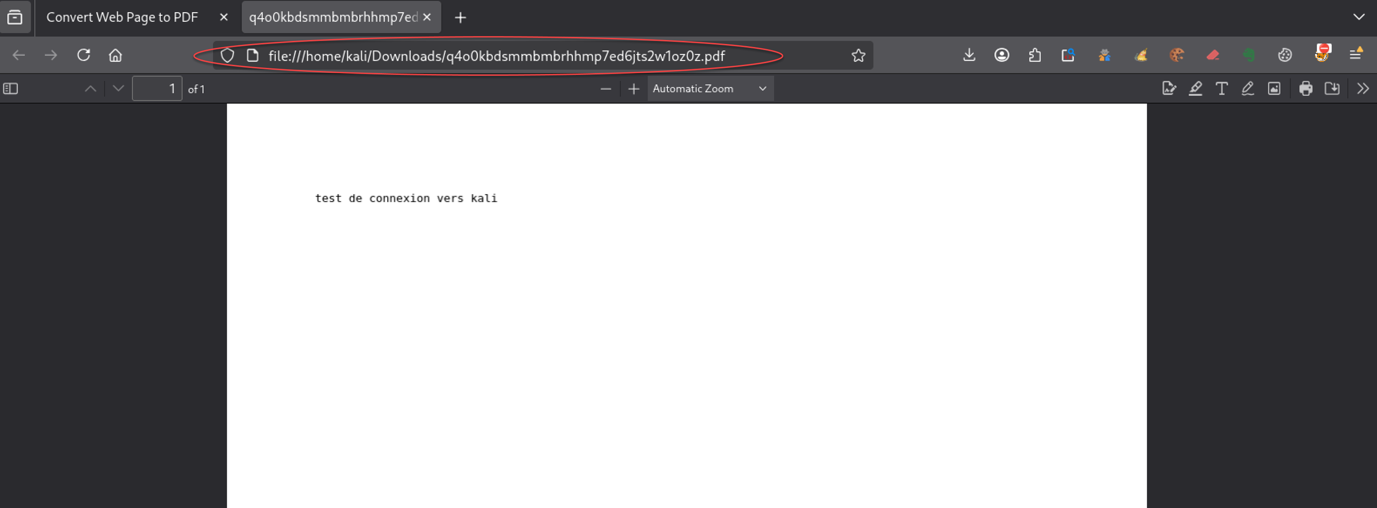 PDF généré à partir du fichier test.txt